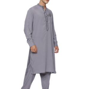 Grey Blended Karachi Kurta Shalwar