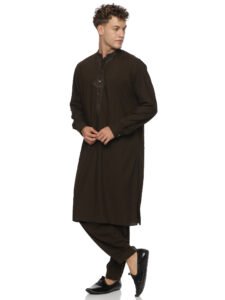 Embroidered Kurta Shalwar- Olive Green