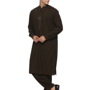 Embroidered Kurta Shalwar- Olive Green