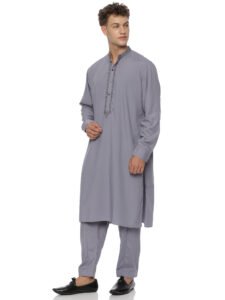 Embroidered Kurta Shalwar - Grey
