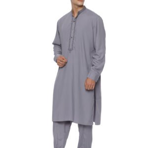 Embroidered Kurta Shalwar - Grey